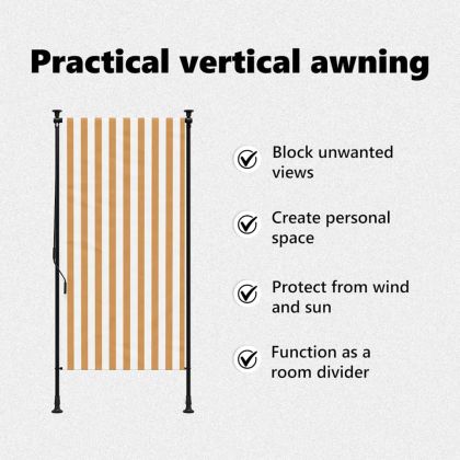 Външна ролетна щора, оранжев и бял, 100x270 см, плат и стомана