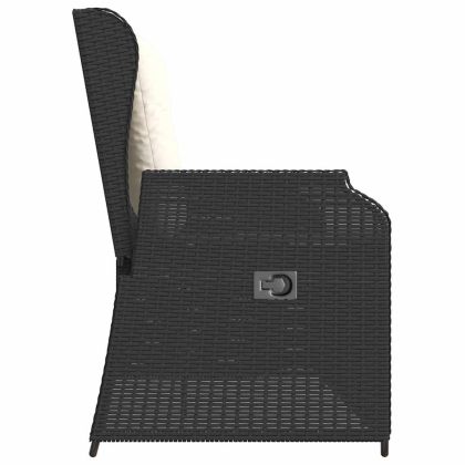 Накланяща се градинска пейка с възглавници черен полиратан