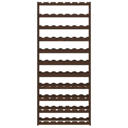 Стойка за вино за 77 бутилки, кафява, бор масив