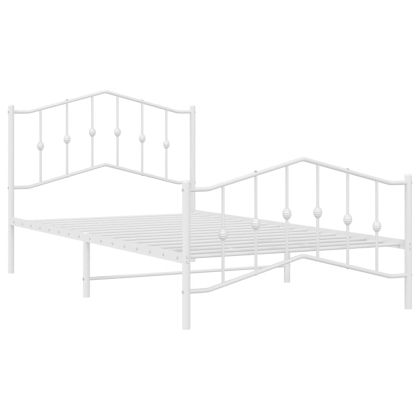 Метална рамка за легло с горна и долна табла, бяла, 100x200 см