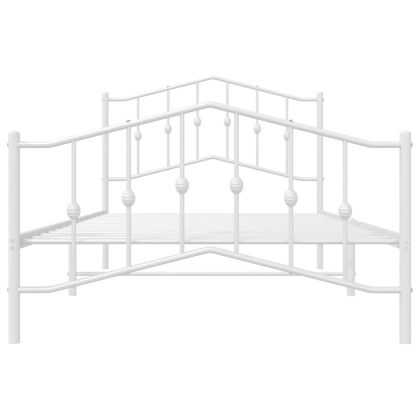Метална рамка за легло с горна и долна табла, бяла, 100x200 см