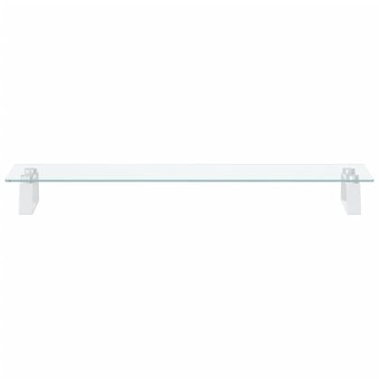 Стойка за монитор, бяла, 80x20x8 см, закалено стъкло и метал