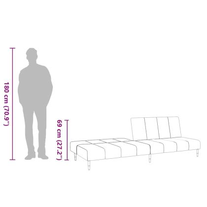 2-местно разтегателно канапе, светлосиво, кадифе
