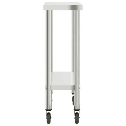 Кухненска работна маса с колелца, 110x30x85 см, инокс