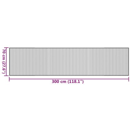 Килим, правоъгълен, черен, 70x300 см, бамбук