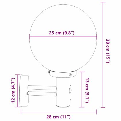 Външна стенна лампа Черно 28 x 25 x 38 см Неръждаема стомана