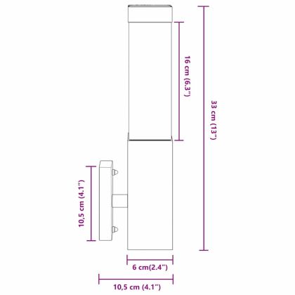 Външни стенни лампи 2 pcs Сребрист 10.5 x 6 x 35 см