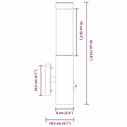 Външни стенни лампи 2 pcs Сребрист 10.5 x 6 x 35 см