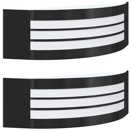 Външни стенни лампи 2 pcs Черно 32 x 10 x 10 см