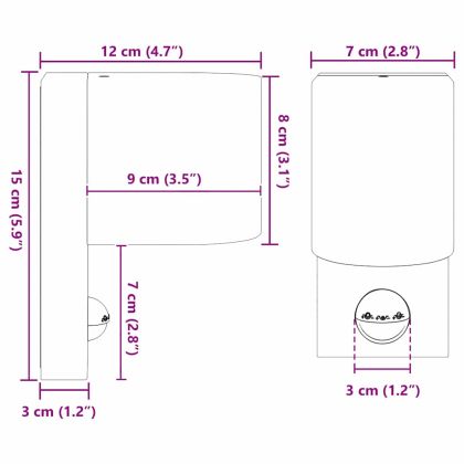 Външни стенни лампи 2 pcs Черно 12 x 7 x 15 см