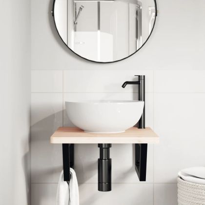 Рафтови скоби за мивка, 2 бр, черен, трапецовидни, стомана