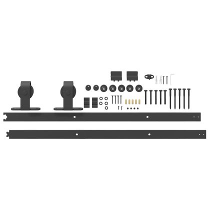 Комплект механизъм за плъзгаща врата, 183 см, стомана, черен