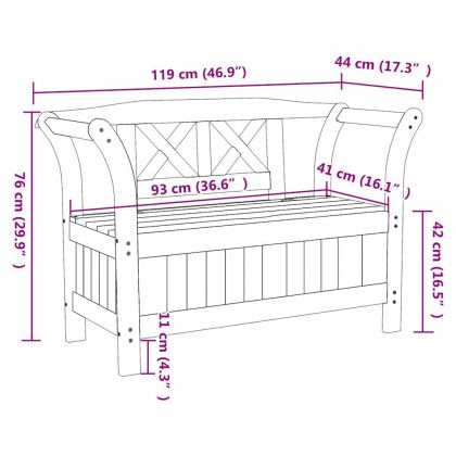 Градинска Пейка за Съхранение Кафяво 119 x 76 x 44см