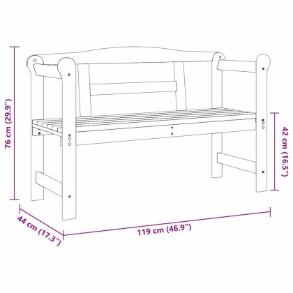 Външна пейка Кафяво 119 x 76 x 44см Борово дърво масив