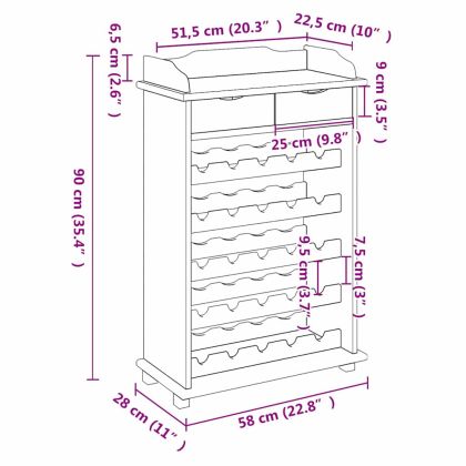 Винен рафт Кафяво 90 x 60 x 30 см Здрава борова дървесина