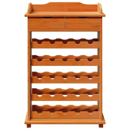 Винен рафт Кафяво 90 x 60 x 30 см Борово дърво масив