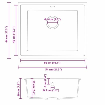 Кухненска мивка Бяло 54 x 44 x 20 см Гранит