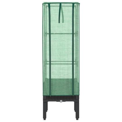 Повдигнато легло с оранжерия калъф, ратанов вид, 40x40x140 см