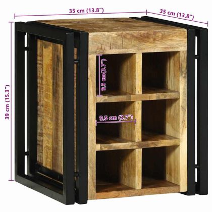 Винен рафт Кафяво 34.5 x 35 x 39 см Масивна дървесина от манго