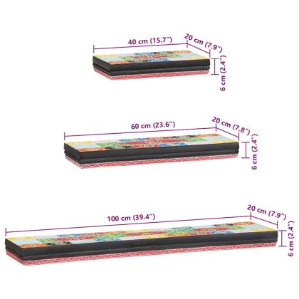 Стенни рафтове с рафт 3 pcs Многоцветен 100 x 20 x 6 cm