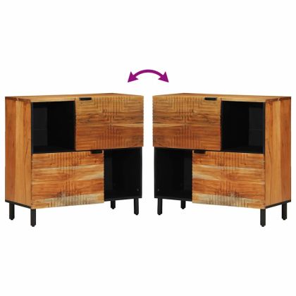 Служебен шкаф с рафт с врата Естествен Солидно акациево дърво