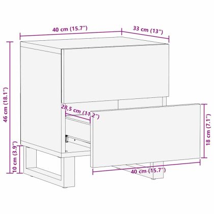 Нощен шкаф с чекмедже 2 pcs Бял и черен 40 x 33 x 46 см