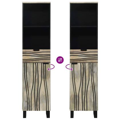 Шкаф за мивка в баня Бяло 38 x 33 x 160 см Инженерно дърво