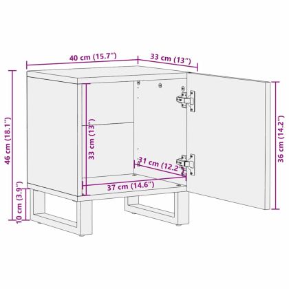 Нощен шкаф Орех 40 x 33 x 46 см Масивна акациева дървесина