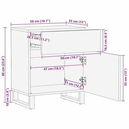 Нощен шкаф Орех 50 x 33 x 60 см Масивна акациева дървесина