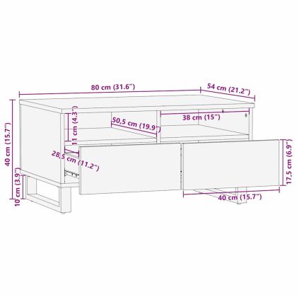 Масичка за кафе с чекмедже Кафяв и черен 80 x 54 x 40 см