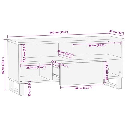 ТВ Единици с чекмедже Орех 105 x 33 x 46 см Инженерно дърво