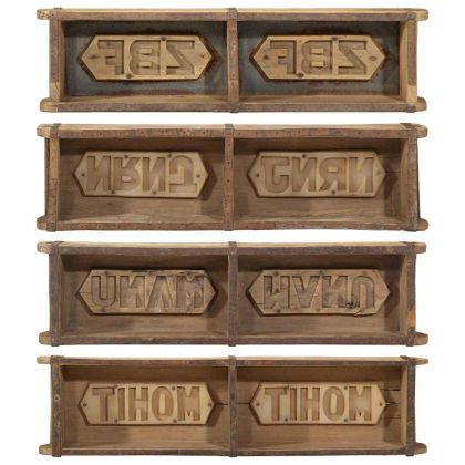 Поднос 4 pcs Кафяво 60,5 x 15 x 9 см Солидно възстановено дърво