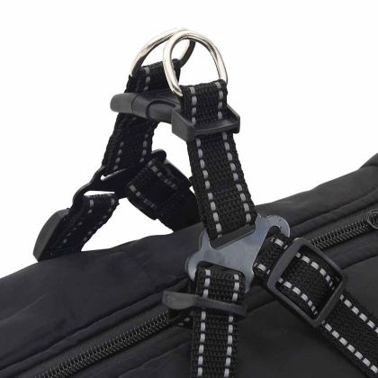 Кучешко палто с ремък Водоустойчиво светлоотразително черно L68