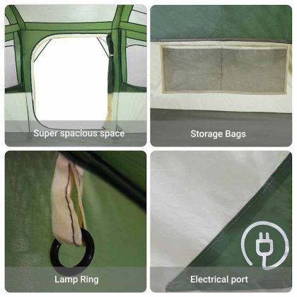 Каравани с покрив Зелен 435 x 255 x 216 см Полиестер