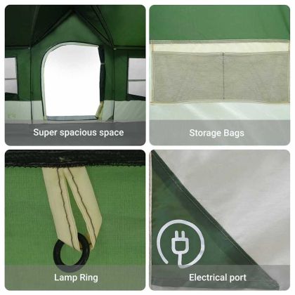 Каравани с покрив Зелен 622 x 295 x 238 см Полиестер