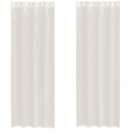Пердета от воал с втулки, 2 бр, кремаво, 140x260 см
