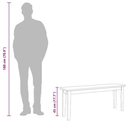 Пейка 110 cm Масивна дървесина Гума