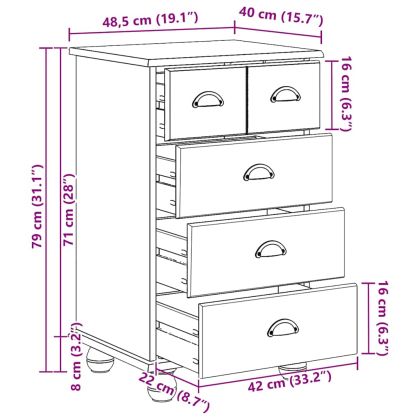 Шкаф с чекмеджета с чекмедже ASKIM Кафяво 45.8 x 40 x 79 см