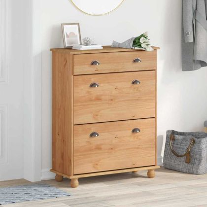 Шкаф за обувки с чекмедже с врата ASKIM Кафяво 85 x 35 x 108 см