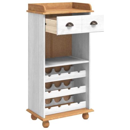 Шкаф за вино ASKIM Бяло 57 x 37 x 114 см Борово дърво масив