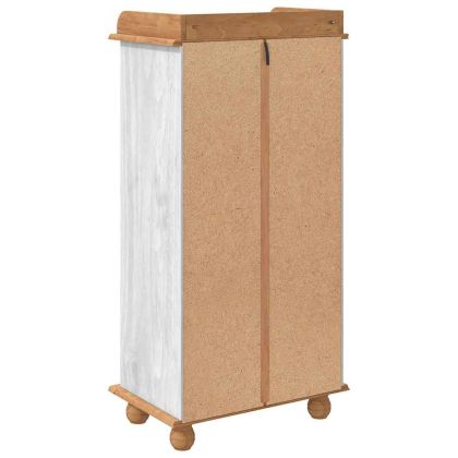 Шкаф за вино ASKIM Бяло 57 x 37 x 114 см Борово дърво масив