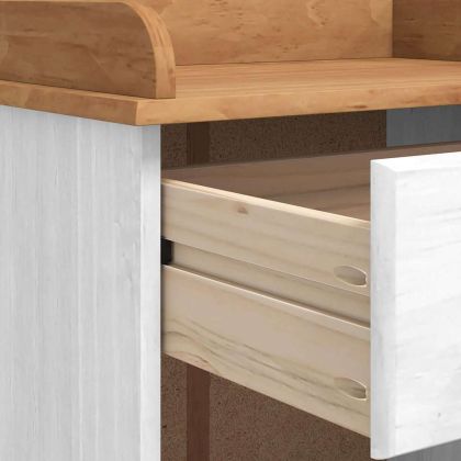 Шкаф за вино ASKIM Бяло 57 x 37 x 114 см Борово дърво масив