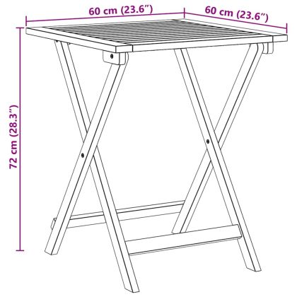 Сгъваема градинска маса Естествен 60 x 60 x 72 cm