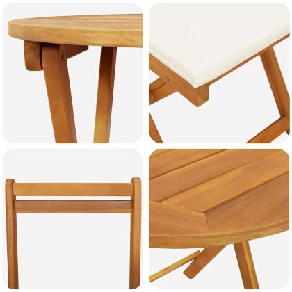 Градински бистро комплект 3 pcs Кафяво Акациево дърво масив