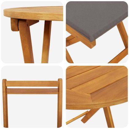 Градински бистро комплект 3 pcs Кафяво Акациево дърво масив