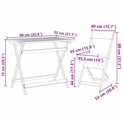 Бистро комплект 5 pcs Кафяво Акациево дърво масив