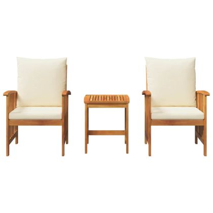 Градински Софа Комплект 3 pcs Кафяво Акациево дърво масив