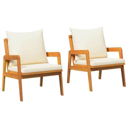 Градински стол 2 pcs Кафяво Масивна акациева дървесина