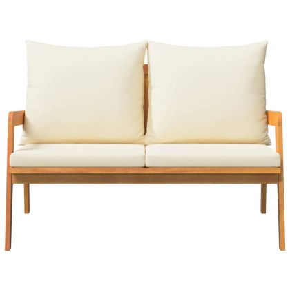 Градинска пейка с възглавница Кафяво Масивна акациева дървесина