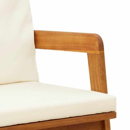 Градинска пейка с възглавница Кафяво Масивна акациева дървесина